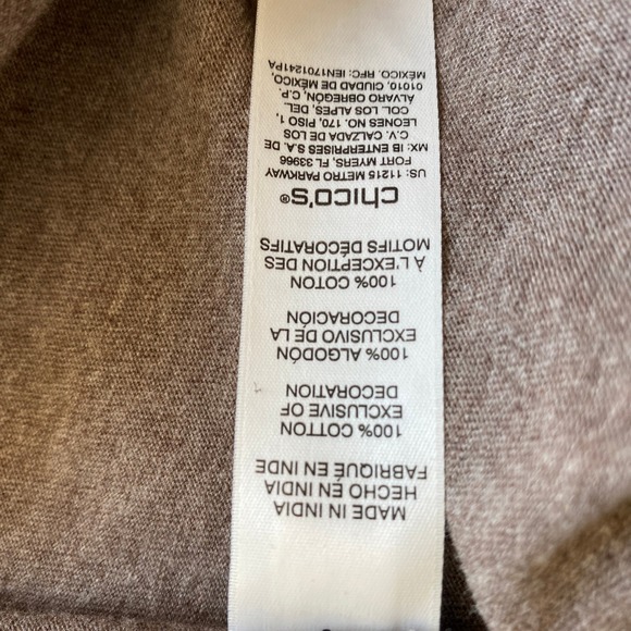 Chico's Novelty Polar Bear Long Sleeve T Shirt Women XL Taupe Brown Sequin - Picture 5 of 10